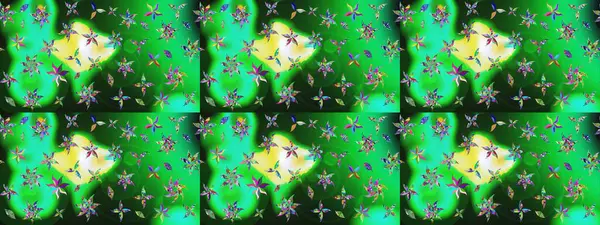 Renkli Bahar Teması eskiz kalıbı. Düz Çiçek Elementleri Tasarımı. Raster illüstrasyonu. Zarif Çiçekler Çiçek Çiçeği Su Boyası Yeşil ve mavi renklerde.