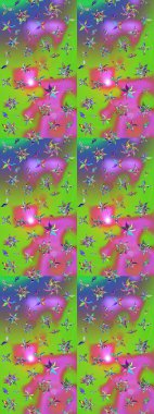 Düz Çiçek Elementleri Tasarımı. Raster illüstrasyonu. Çiçek deseni. Renkli Bahar Teması eskiz kalıbı. Chichi kumaş deseni çiz.