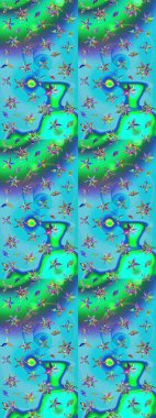 Çiçek arkaplan. Küçük çiçekte güzel bir desen var. Çiçek kompozisyonu. Doğa. Çiçek kolajı. - Mavi ve yeşil çiçekler. Raster deseni.