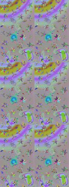 Renkli Yaz Temalı eskiz kalıbı. Gri ve nötr renkte çiçekler. Düz Çiçek Elementleri Tasarımı. Çiçekli retro deseni çiz.