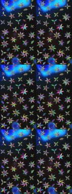 Parlak renkli çiçekleri ve gri ve mavi renkli yaprakları olan harika bir çiçek deseni. Moda baskıları için zarif bir şablon. Halk tarzı. Modern çiçek arkaplanı.