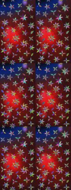 Eski usul. Kumaş, tekstil, duvar kağıdı baskısı için. Raster illüstrasyonu. Renkli desenli eskiz deseni, kahverengi ve kırmızı çiçekler ve dekoratif elementler. Taslak arkaplan.