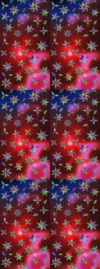 Kırmızı ve kahverengi renkte çiçekler. Raster illüstrasyonunda çiçek deseni çizimi.