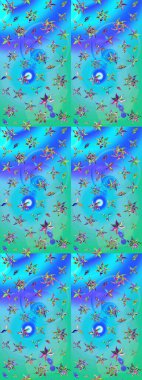 Renkli Yaz Temalı eskiz kalıbı. Güzel kumaş deseni. Düz Çiçek Elementleri Tasarımı. Raster illüstrasyonunda çiçek deseni çizimi.