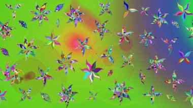 Çiçek desenli eskiz. Yeşil ve mor renkli çiçekler. Tişört baskısı için çiçek boyama rasteriName.