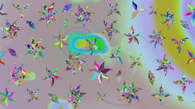 Tarafsız ve gri renklerde çiçekler. Renkli Bahar Teması eskiz kalıbı. Düz Çiçek Elementleri Tasarımı. Raster illüstrasyonunda çiçek deseni çizimi.