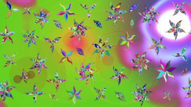 Küçük çiçekli yay deseni çiz. Suluboya tarzında yeşil ve mor renklerde. Raster illüstrasyonu.