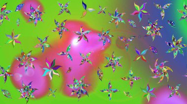 Yeşil ve mor renklerde. Çiçek. Raster illüstrasyonu. Taslak dekoratif arka plan, çiçek mandala.