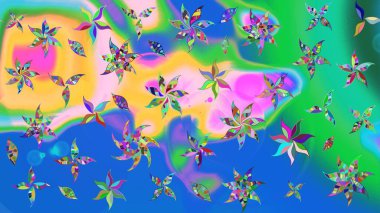 Çiçekler suluboya eskiz deseni. Raster Stili kumaş deseni.