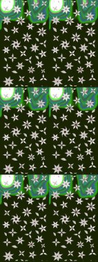 Suluboya elle çizilmiş çiçek desenli eskiz deseni. Parlak renkli fantezi çiçekleri, yapraklar, gri ve yeşil renkli tomurcuklar, gri ve yeşil.