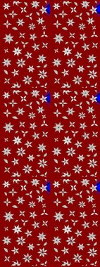 Raster illüstrasyonu. Moda baskısı, albüm, ambalaj kağıdı ve duvar kağıdı için zarif dekoratif süslemeler. Küçük çiçekli basit bir çiçek çizimi. Kırmızı ve nötr renklerde şirin çiçekler.