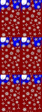 Küçük çiçekteki sevimli çiçek deseni. Raster illüstrasyonu. Kırmızı ve nötr renkte çiçekler.