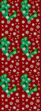 Çiçek deseni. Çiçekler kırmızı ve yeşil renklerde. Şatafatlı bahar bahçesi dokusu. Raster illüstrasyonu. Kırmızı ve yeşil renkte çiçek çizimi.