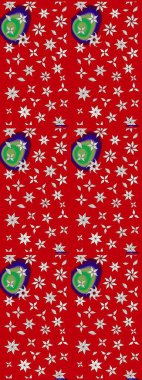 Suluboya elle çizilmiş çiçek desenli eskiz deseni. Parlak renkli fantezi çiçekleri, yapraklar, kırmızı ve nötr renklerde tomurcuklar kırmızı ve nötr.