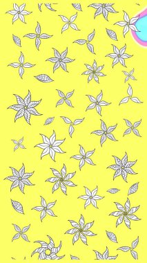 Millefleur 'lar. Tekstil, kumaş, kapaklar, duvar kağıtları, baskı, naylon, koleksiyon defteri, örgü, dekupaj için güzel bir eskiz. Küçük sarı ve beyaz renkte güzel bir besin torbası deseni, çiçekler..