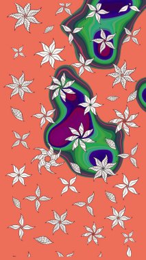 Çiçekli karalama şeklinde Raster çiçek deseni. Çiçekler turuncu ve nötr renklerde. Yumuşak, bahar çiçekli arka plan.