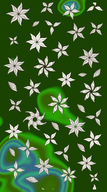 Elle çizilmiş sonbahar çiçeği deseni. Yeşil ve nötr renklerde çiçekler. Doodle tarzı. Renkli yeşil ve nötr çizim kalıbı. Tekstil ve kapak tasarımı için mükemmel.