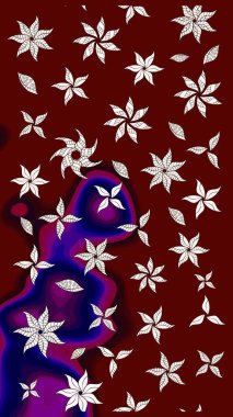 Çiçek desenli çizim. Güzel kumaş deseni. Düz Çiçek Elementleri Tasarımı. Raster illüstrasyonu. Renkli Bahar Teması eskiz kalıbı. Asya tekstil tarzında.