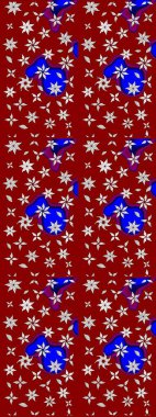 Kabile sanatı boho baskısı, klasik çiçek arkaplanı. Soyut etnik raster çizim kalıbı. Arkaplan dokusu, duvar kağıdı, kırmızı ve nötr renklerde çiçek teması.