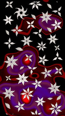 Düz Çiçek Elementleri Tasarımı. Renkli Bahar Teması eskiz kalıbı. Raster illüstrasyonundaki çiçek desenli çizim. Süslü kumaş deseni.