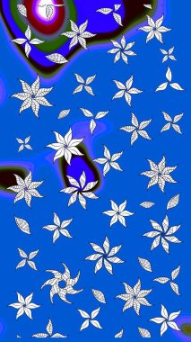 Raster illüstrasyonu. Küçük çiçekteki sevimli çiçek deseni. Yumuşak, yaz çiçekleri mavi ve nötr renklerde. Raster deseni.