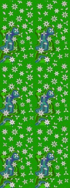 Raster illüstrasyonundaki çiçek desenli çizim. Yeşil ve nötr renkte çiçekler.