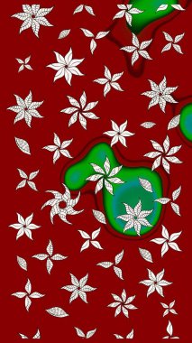 Çiçekli el çizimi çizimi deseni. Modern gelişim kırmızı ve nötr raster arkaplan duvar kağıdı resimleme klasik çizgili iz sürme desenli çiçekler, çiçekli süsler.