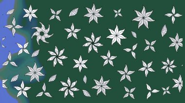 Güzel kumaş deseni. Raster suluboya deseni, narin çiçekler, yeşil ve mavi çiçekler, tebrik kartı şablonu..