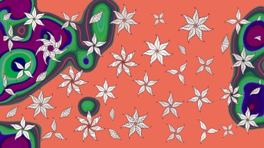 Turuncu ve nötr renklerde şirin çiçekler. Küçük çiçekli basit bir çiçek çizimi. Raster illüstrasyonu. Moda baskısı, albüm, ambalaj kağıdı, duvar kağıdı için zarif dekoratif süslemeler..