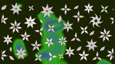 Çiçek desenli eskiz, yaz çiçekleri. Renkli Bahar Teması eskiz kalıbı. Düz Çiçek Elementleri Tasarımı. Gri ve yeşil renkte çiçekler.