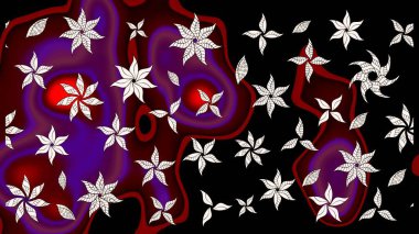 Renkli Bahar Teması eskiz kalıbı. Raster illüstrasyonundaki çiçek desenli çizim. Süslü kumaş deseni. Düz Çiçek Elementleri Tasarımı.