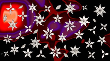 Siyah ve nötr renklerde çiçekler. Sevimli çiçek raster deseni. Renkli Yaz Temalı eskiz kalıbı. Düz Çiçek Elementleri Tasarımı.