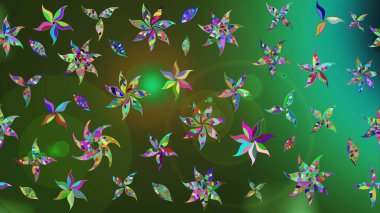 Düz Çiçek Elementleri Tasarımı. Sevimli çiçek raster deseni. Modaya uygun kumaş deseni. Renkli Yaz Teması çizim şablonu.