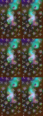 El çizimi, soyut ve süslü elementler. Suluboya resim taklit Raster çizimi. Kahverengi ve yeşil renkler. Yaz çiçekleri teması. Klasik çiçekler..