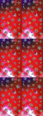 Kırmızı ve pembe renkte çiçekler. Raster düz çiçek çizim deseni. Tasarım hediye paketi, tebrik kartları, posterler ve afiş tasarımı.