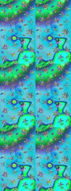 Çiçek arkaplan. Raster deseni. Doğa. Çiçek kolajı. - Mavi ve yeşil çiçekler. Küçük çiçekte güzel bir desen var. Çiçek bileşimi.