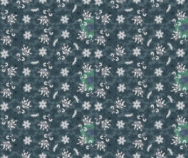 Renkli Bahar Teması eskiz kalıbı. Raster illüstrasyonundaki çiçek desenli çizim. Süslü kumaş deseni. Düz Çiçek Elementleri Tasarımı.