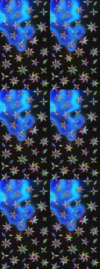 Gri ve mavi renkte çiçekler. Raster illüstrasyonunda çiçek deseni çizimi.