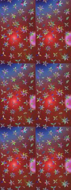 Küçük çiçekteki sevimli çiçek deseni. Varicolobrown ve Red Raster çizimi. Birçok kahverengi ve kırmızı soyut çiçekli tropik çizim deseni.