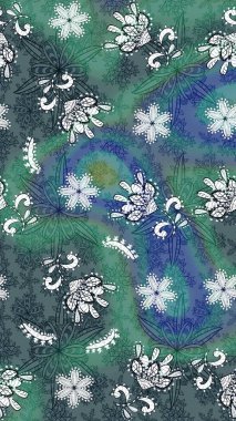 Şirin, zarif çiçekler Raster illüstrasyonu. Tekstil için figür. Poster ya da kapak için arka plan. Davetiye ve kartpostal tasarımı için dekoratif çiçek unsurları. Yapraklı çizim deseni.