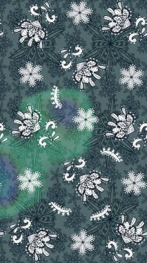 Raster. Zarif, parlak ve eskiz yeşil ve mavi çiçek desenli tasarım. Sabıka baskıları, bebek kıyafetleri, duvar kâğıtları, paket kutuları vb..