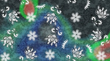 Doodle tarzı. Mavi ve yeşil renkli çiçekler. Tekstil ve kapak tasarımı için mükemmel. Renkli mavi ve yeşil çizim kalıpları. Elle çizilmiş sonbahar çiçeği deseni..