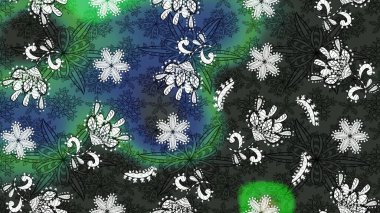 Gri ve yeşil renklere karalamalar çizilmiş çiçek deseni. Raster illüstrasyonu.