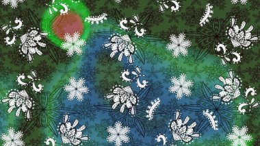 Raster suluboya çiçek deseni, narin çiçekler, yeşil ve mavi çiçekler, tebrik kartı şablonu. Raster Güzel kumaş deseni.