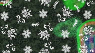 Şatafatlı bahar bahçesi dokusu. Yeşil ve gri renkte çiçek çizimi. Yeşil ve gri renkli çiçekler. Çiçek deseni. Raster illüstrasyonu.