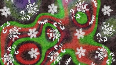 Raster çiçek desenli çiçek deseni, yapraklar, dekoratif elementler, sıçrama, lekeler, el çizimi kontur çizgileri ve Doodle çizim stili, grafik raster çizim çizimi.