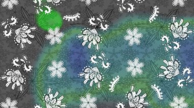 Gri ve mavi renklerde. Raster illüstrasyonu. Gri ve mavi renkte gri ve mavi papatyalar..