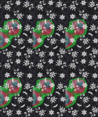 Küçük çiçekli yay deseni çiz. Suluboya stilinde gri ve yeşil renklerde. Raster illüstrasyonu.