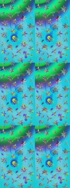 Parlak renkli çiçekleri olan ve mavi ve yeşil renkli yaprakları olan harika bir çiçek deseni. Halk tarzı. Modern çiçek arkaplanı. Moda baskıları için zarif bir şablon.