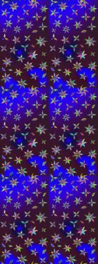 Kahverengi ve mavi renkli çiçekler. Raster illüstrasyonunda çiçek deseni çizimi.